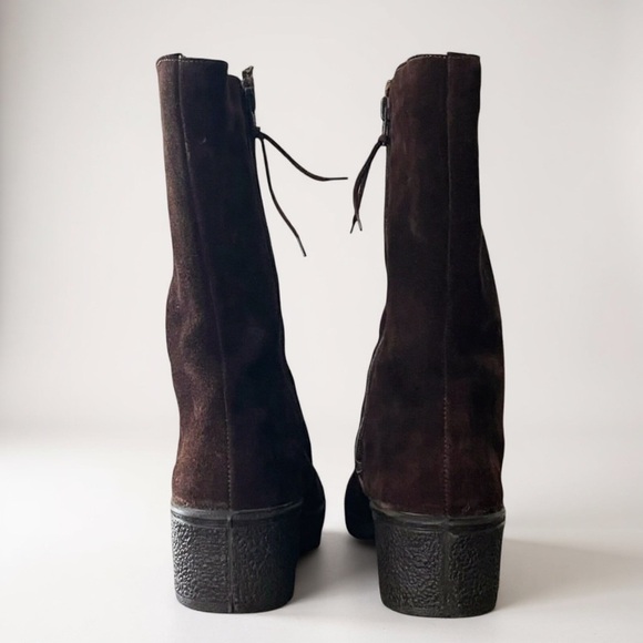 Vintage 1970s Womens Brown Suede Calf Boot Sz 9 Sherpa Fleece Lined Boho Hippie - Picture 5 of 7